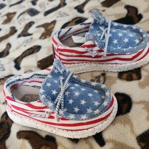 Hey Dude Kids Starry Blue and Striped Moccasins